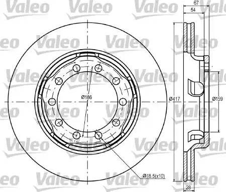 Valeo 187080 - Гальмівний диск autozip.com.ua
