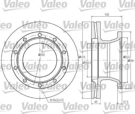 Valeo 187021 - Гальмівний диск autozip.com.ua