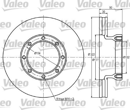 Valeo 187027 - Гальмівний диск autozip.com.ua