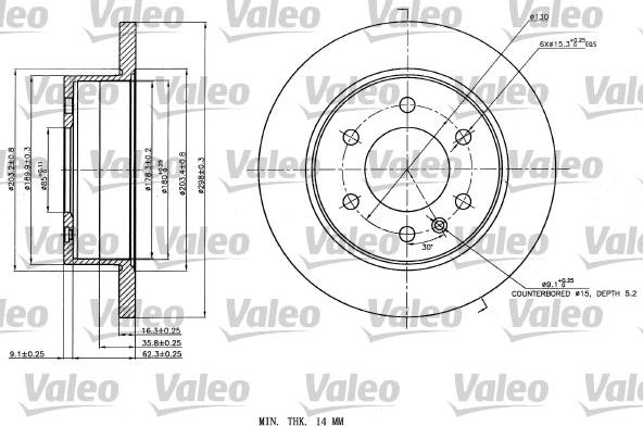 Valeo 187142 - Гальмівний диск autozip.com.ua