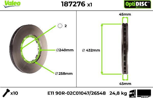 VALEO 187276 - Гальмівний диск autozip.com.ua