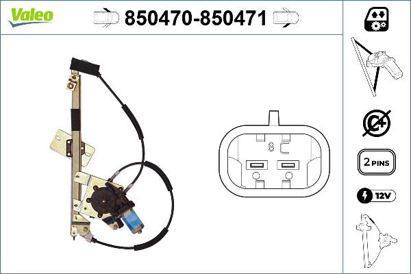 VALEO 850470 - Підйомний пристрій для вікон autozip.com.ua