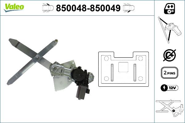 VALEO 850048 - Підйомний пристрій для вікон autozip.com.ua