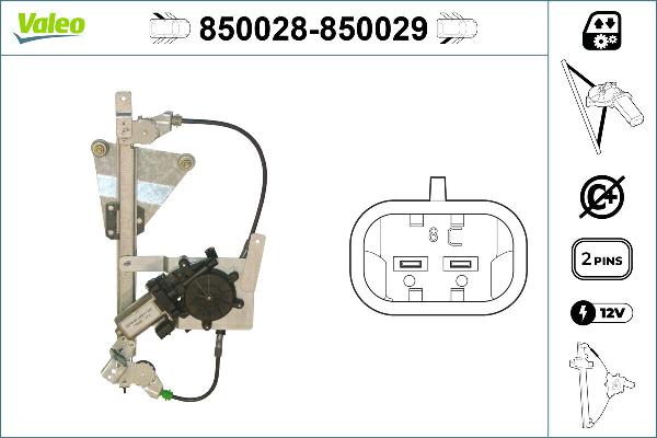 VALEO 850028 - Підйомний пристрій для вікон autozip.com.ua