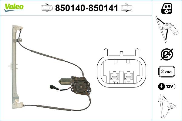VALEO 850140 - Підйомний пристрій для вікон autozip.com.ua