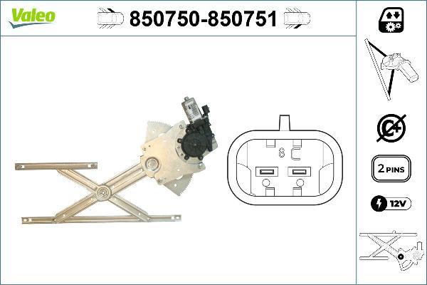 VALEO 850750 - Підйомний пристрій для вікон autozip.com.ua