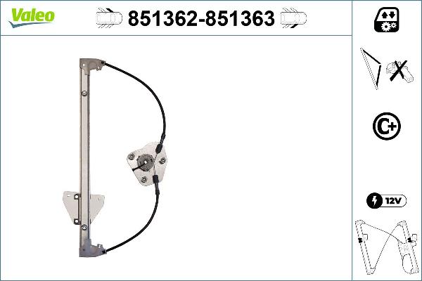 VALEO 851362 - Підйомний пристрій для вікон autozip.com.ua