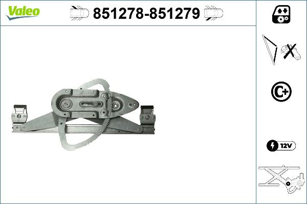 VALEO 851278 - Підйомний пристрій для вікон autozip.com.ua