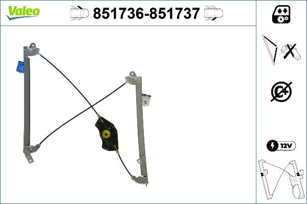 VALEO 851736 - Підйомний пристрій для вікон autozip.com.ua
