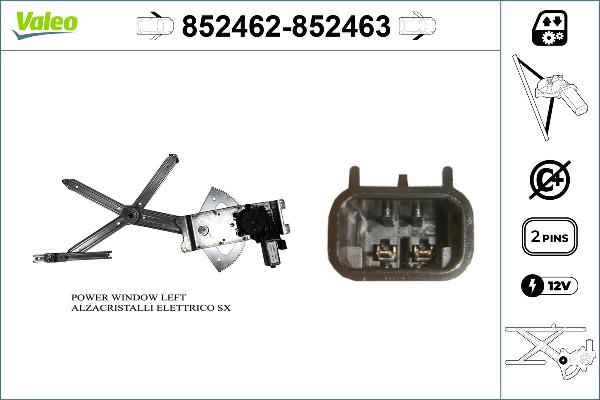 VALEO 852462 - Підйомний пристрій для вікон autozip.com.ua