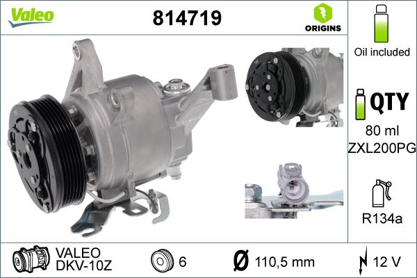 VALEO 814719 - Компресор, кондиціонер autozip.com.ua
