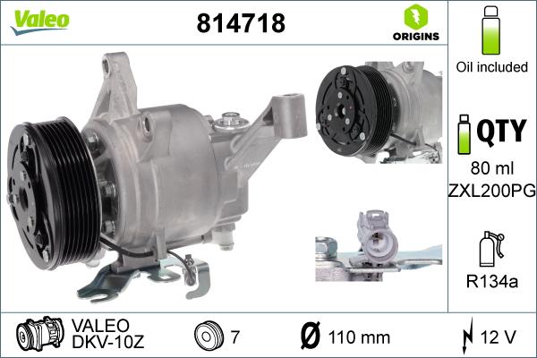 VALEO 814718 - Компресор, кондиціонер autozip.com.ua