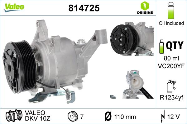 VALEO 814725 - Компресор, кондиціонер autozip.com.ua