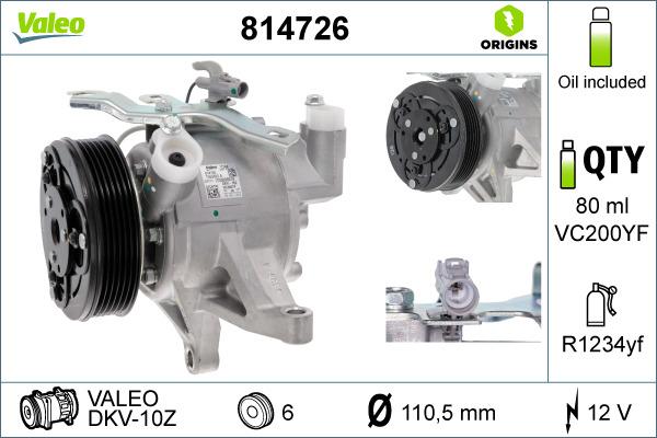 VALEO 814726 - Компресор, кондиціонер autozip.com.ua