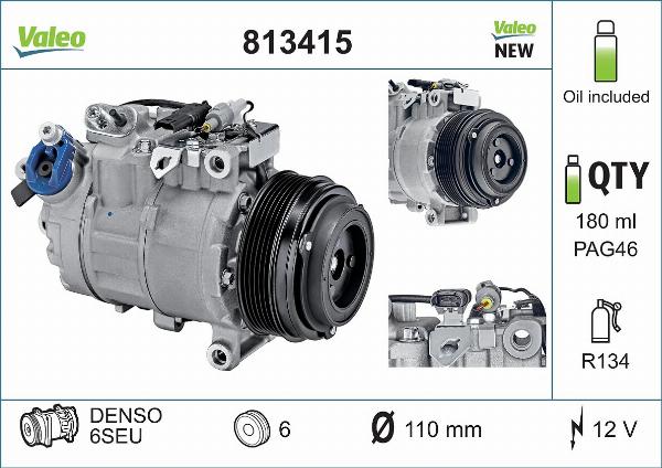 VALEO 813415 - Компресор, кондиціонер autozip.com.ua