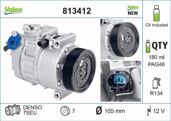VALEO 813412 - Компресор, кондиціонер autozip.com.ua