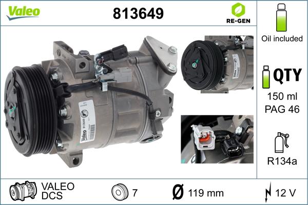 Valeo 813649 - Компресор, кондиціонер autozip.com.ua