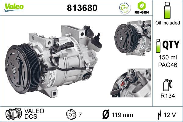 Valeo 813680 - Компресор, кондиціонер autozip.com.ua