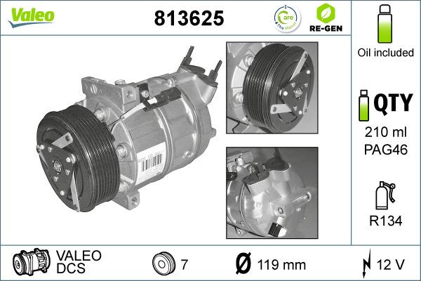 Valeo 813625 - Компресор, кондиціонер autozip.com.ua