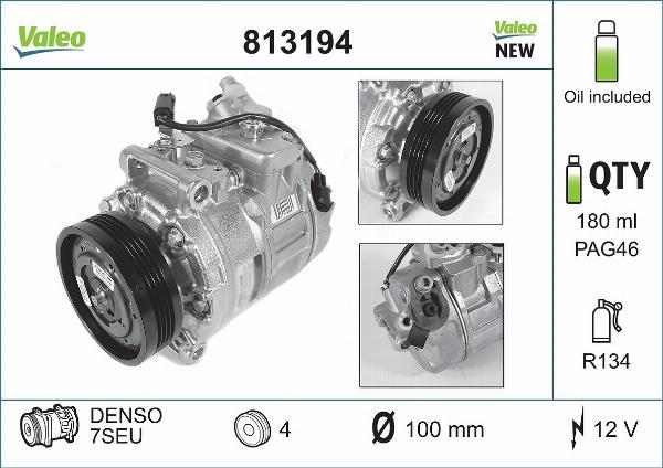 VALEO 813194 - Компресор, кондиціонер autozip.com.ua