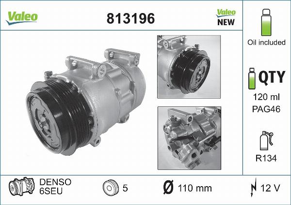 VALEO 813196 - Компресор, кондиціонер autozip.com.ua