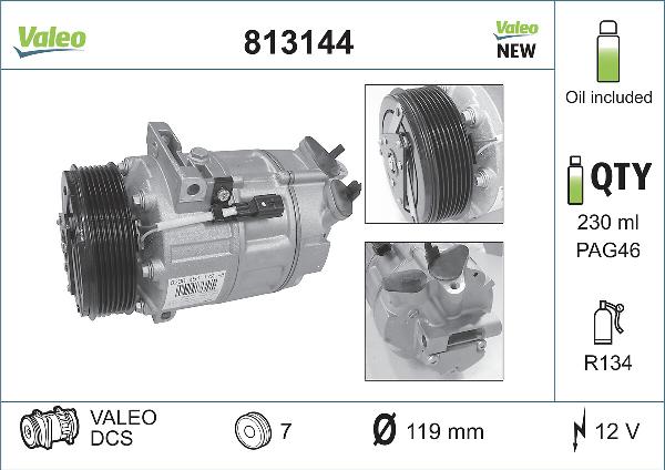 VALEO 813144 - Компресор, кондиціонер autozip.com.ua
