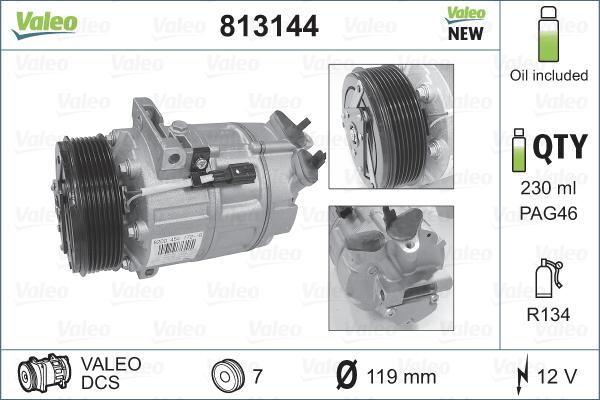 VALEO 813144 - Компресор, кондиціонер autozip.com.ua