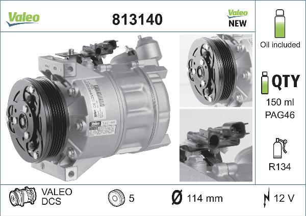 VALEO 813140 - Компресор, кондиціонер autozip.com.ua