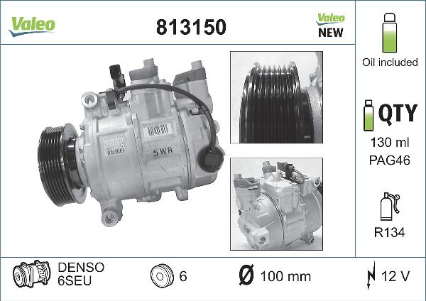 VALEO 813150 - Компресор, кондиціонер autozip.com.ua