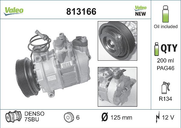 VALEO 813166 - Компресор, кондиціонер autozip.com.ua