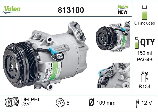 VALEO 813100 - Компресор, кондиціонер autozip.com.ua