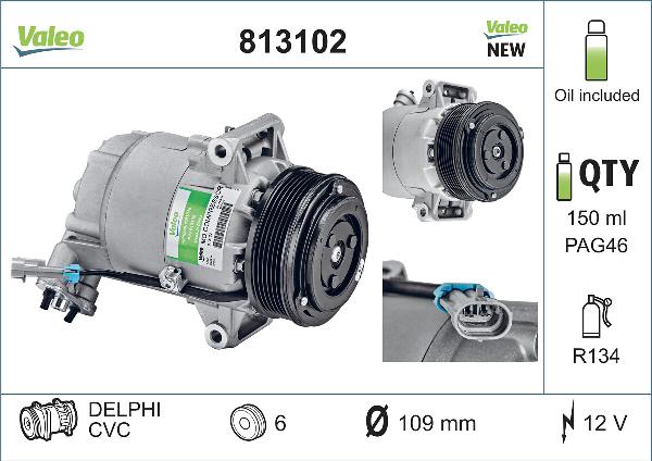 VALEO 813102 - Компресор, кондиціонер autozip.com.ua
