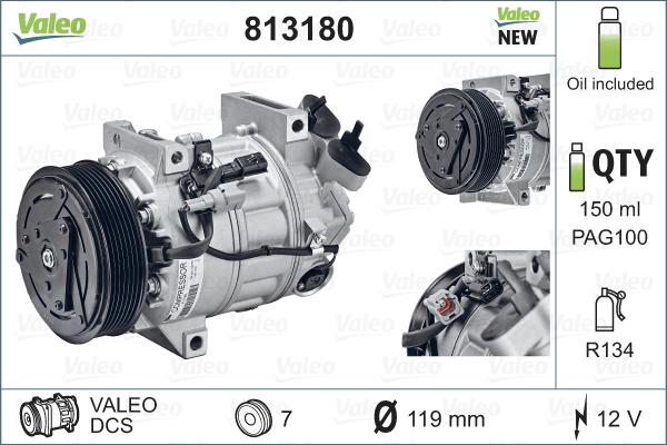 Valeo 813180 - Компресор, кондиціонер autozip.com.ua