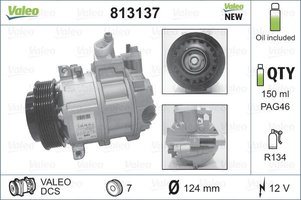 VALEO 813137 - Компресор, кондиціонер autozip.com.ua