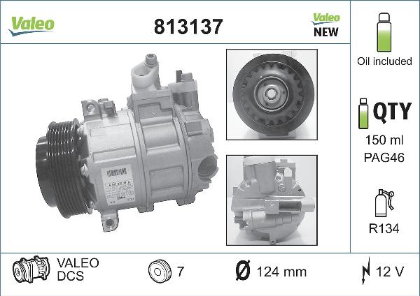 VALEO 813137 - Компресор, кондиціонер autozip.com.ua