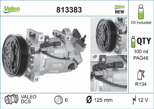 VALEO 813383 - Компресор, кондиціонер autozip.com.ua