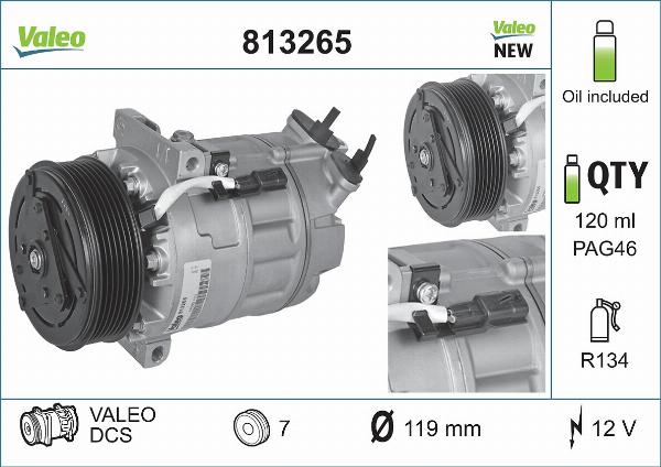 VALEO 813265 - Компресор, кондиціонер autozip.com.ua