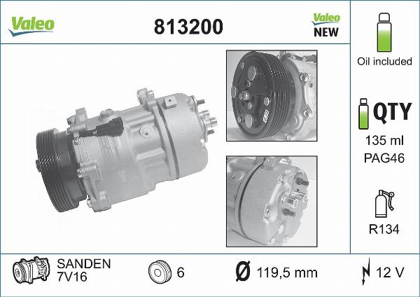 VALEO 813200 - Компресор, кондиціонер autozip.com.ua