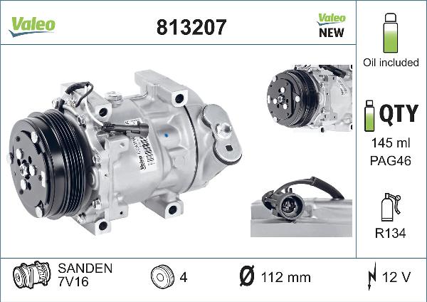 VALEO 813207 - Компресор, кондиціонер autozip.com.ua