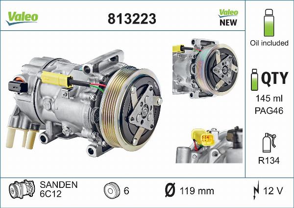 VALEO 813223 - Компресор, кондиціонер autozip.com.ua