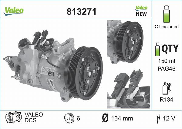 VALEO 813271 - Компресор, кондиціонер autozip.com.ua