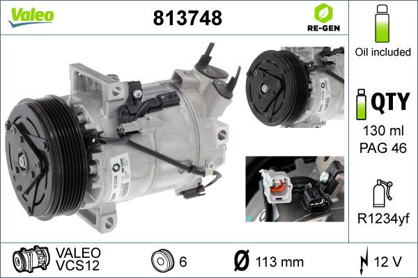 Valeo 813748 - Компресор, кондиціонер autozip.com.ua