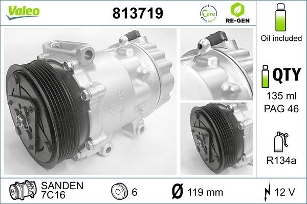 VALEO 813719 - Компресор, кондиціонер autozip.com.ua