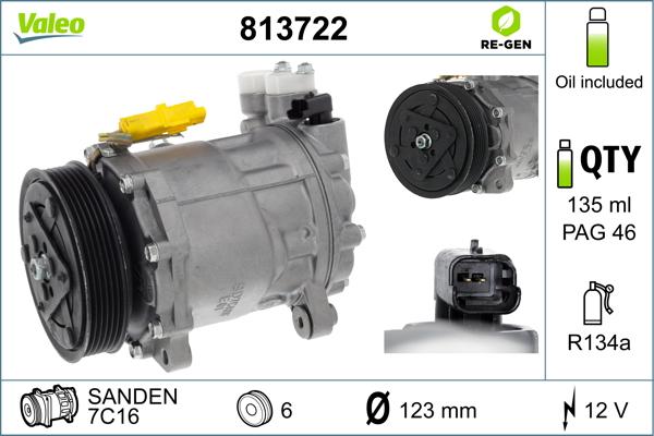 VALEO 813722 - Компресор, кондиціонер autozip.com.ua