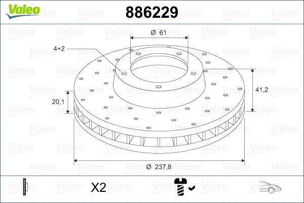 VALEO 886229 - Гальмівний диск autozip.com.ua