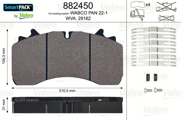 VALEO 882450 - Гальмівні колодки, дискові гальма autozip.com.ua