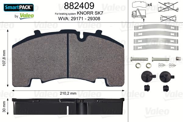 Valeo 882409 - Гальмівні колодки, дискові гальма autozip.com.ua