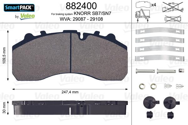 VALEO 882400 - Гальмівні колодки, дискові гальма autozip.com.ua