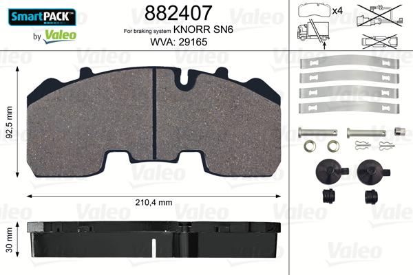 VALEO 882407 - Гальмівні колодки, дискові гальма autozip.com.ua