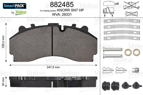 Valeo 882485 - Гальмівні колодки, дискові гальма autozip.com.ua